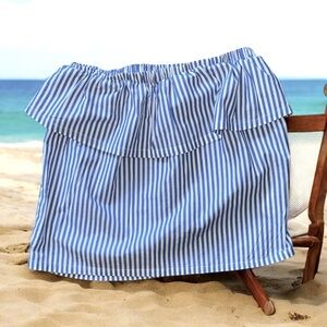 H&M Women's‎ Strapless Blue and White Striped Ruffle Top size 10